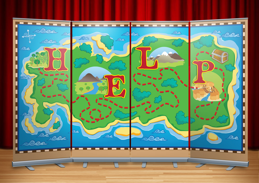 Final vertical banner designs for 'Treasure Map' backdrop