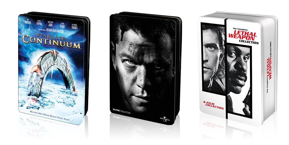 EzyDVD Collector's Tins - Continuum, Bourne, Lethal Weapon